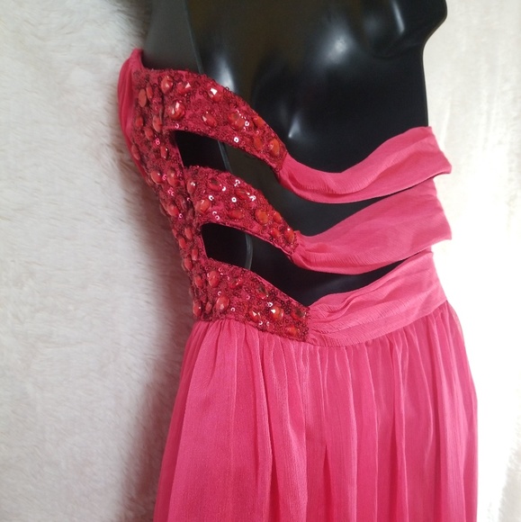 Aqua Dresses Fuchsia Long Strapless Chiffon Size 4 - Picture 5 of 8